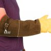 animal handling gauntlet glove in brown