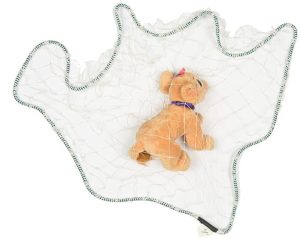 throw net demonstration with stuffed cat trapped beneath net
