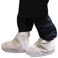 person wearing boot covers