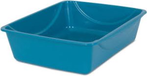 plastic litter pan in blue